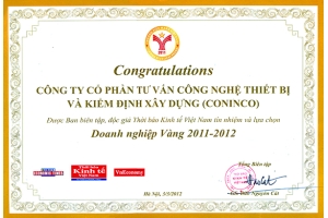CONINCO - Doanh nghiệp vàng 2011 - 2012