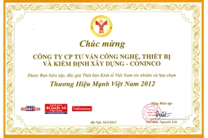 CONINCO - Thương hiệu mạnh Việt Nam 2012