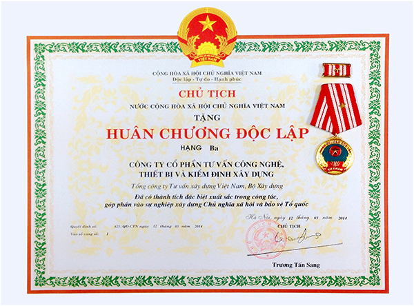 Huân Chương Độc Lập Hạng Ba