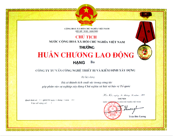 Huân Chương Lao Động Hạng Ba