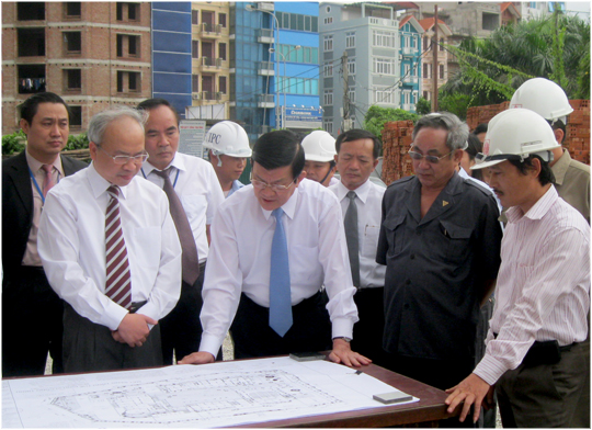Chủ tịch nước Trương Tấn Sang kiểm tra tiến độ thi công xây dựng Trụ sở Học viện Tư pháp